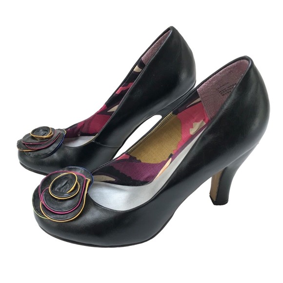 MADDEN GIRL Pin Up SASHHA Black Faux Leather Shoes Heels Size 7 - Picture 2 of 7